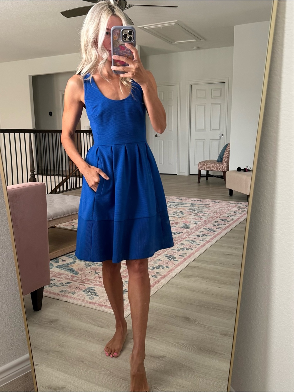 Banana Republic 0P women’s blue fit and flare dress